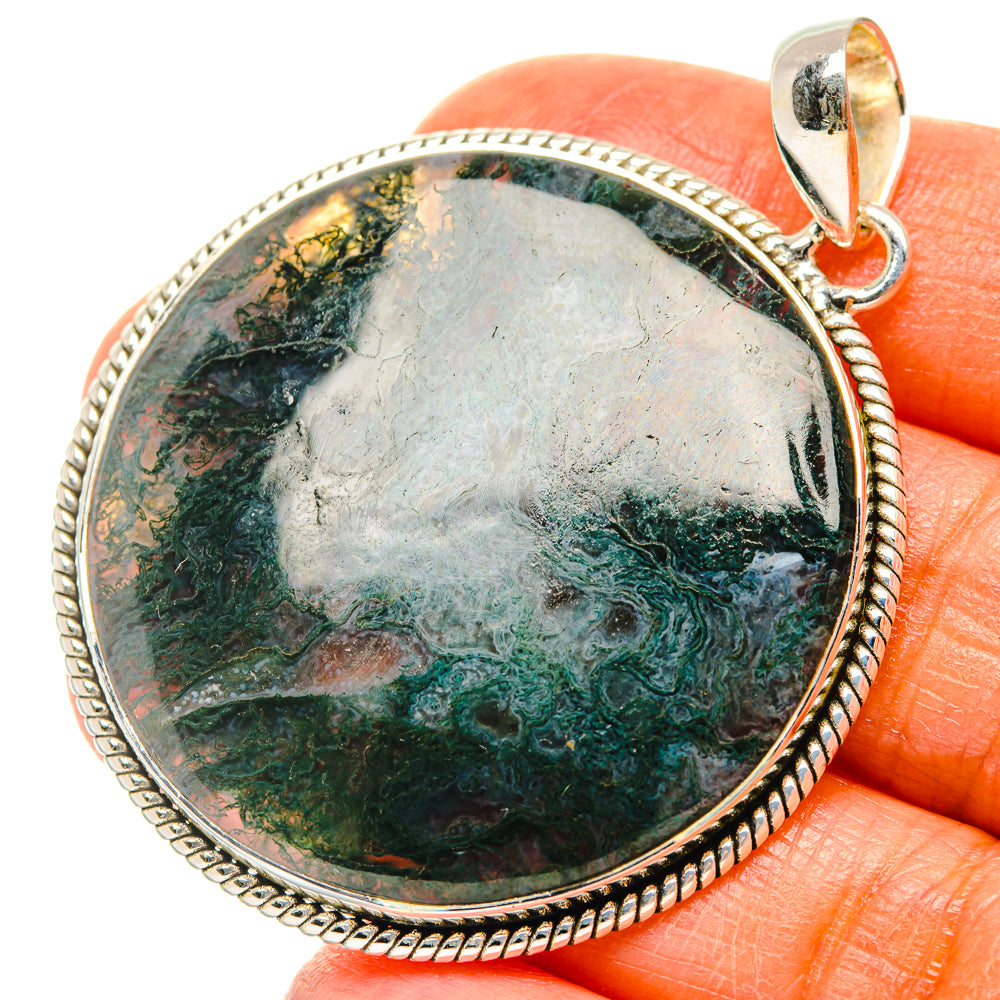 Green Moss Agate Pendants handcrafted by Anasilvercos - PD29660