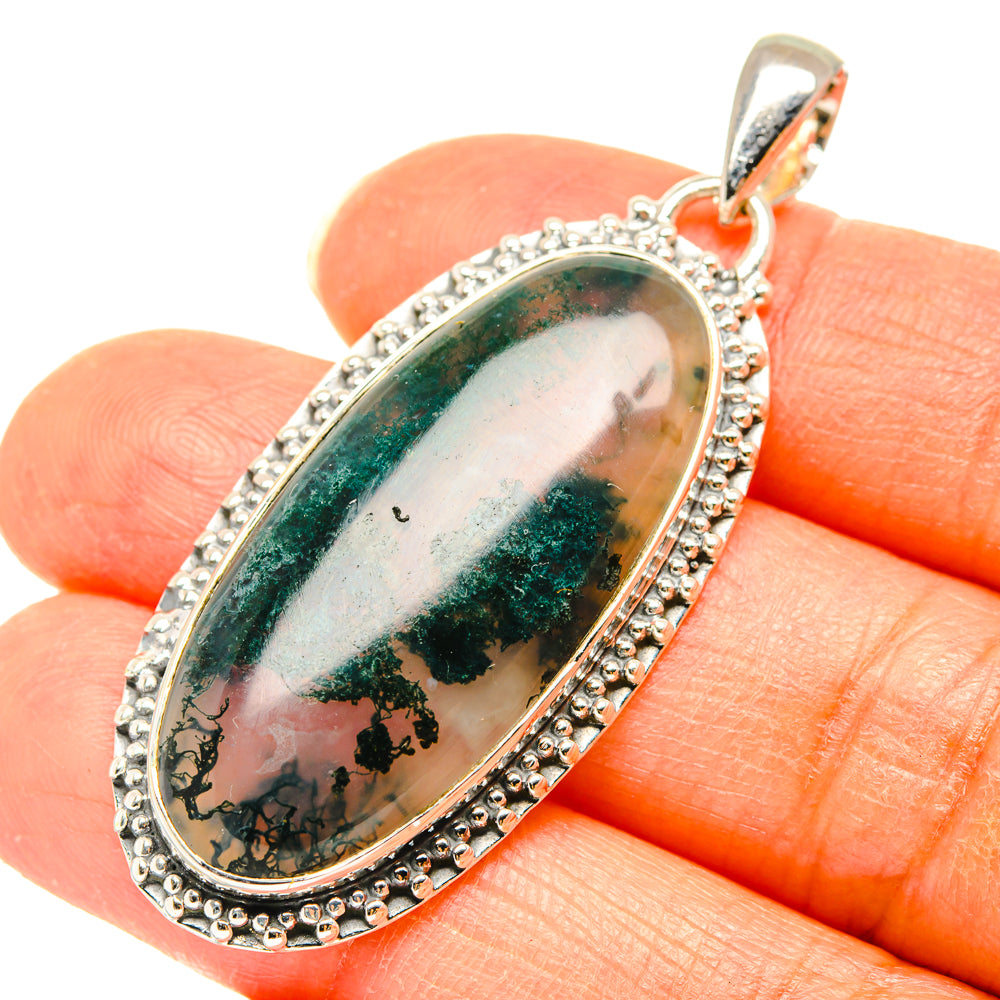 Green Moss Agate Pendants handcrafted by Anasilvercos - PD29678