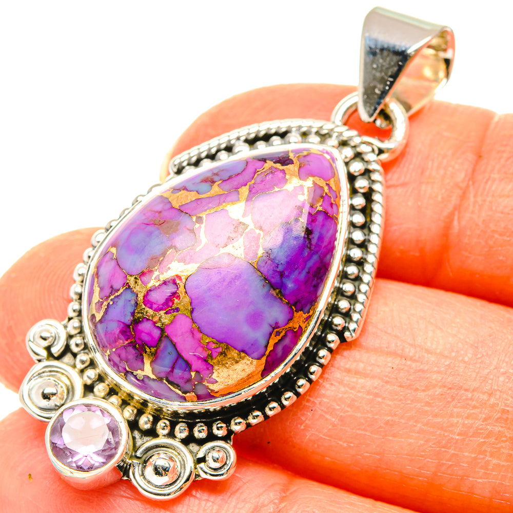 Purple Copper Composite Turquoise Pendants handcrafted by Anasilvercos - PD29693