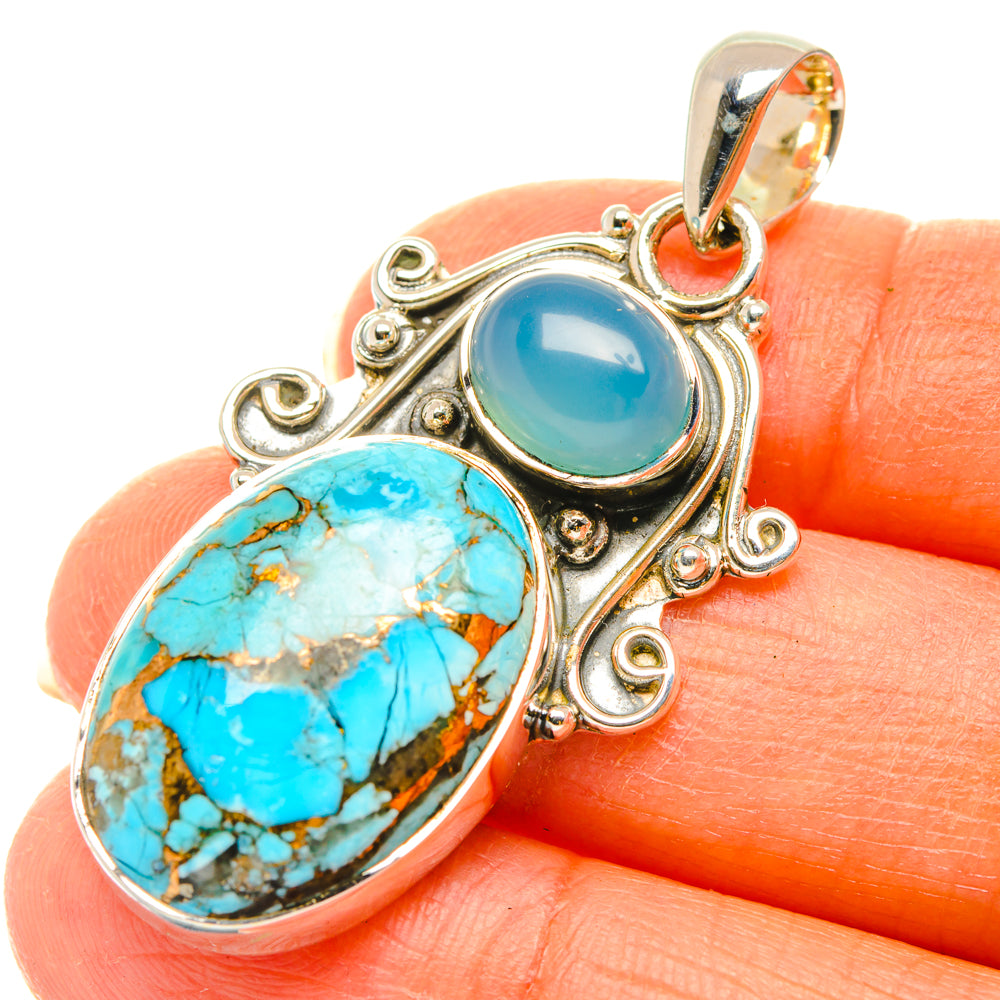 Blue Copper Composite Turquoise Pendants handcrafted by Anasilvercos - PD29700