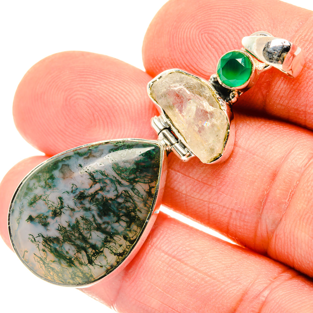 Green Moss Agate Pendants handcrafted by Anasilvercos - PD29737