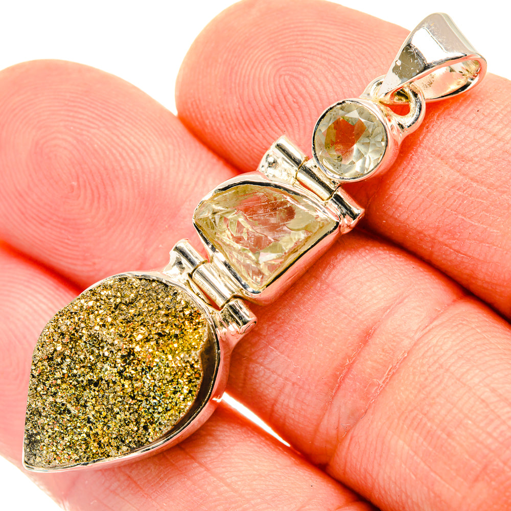Spectro Pyrite Druzy Pendants handcrafted by Anasilvercos - PD29791