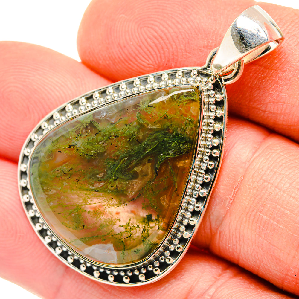 Green Moss Agate Pendants handcrafted by Anasilvercos - PD29873