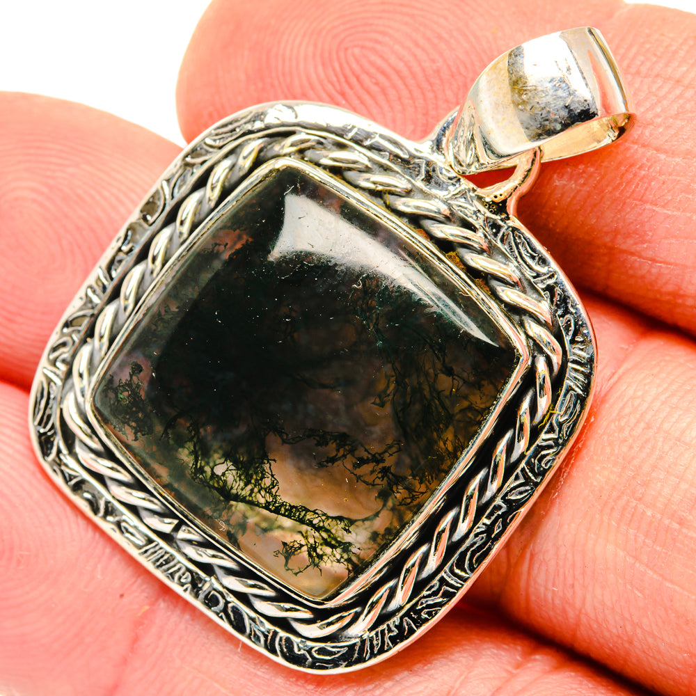 Green Moss Agate Pendants handcrafted by Anasilvercos - PD29877
