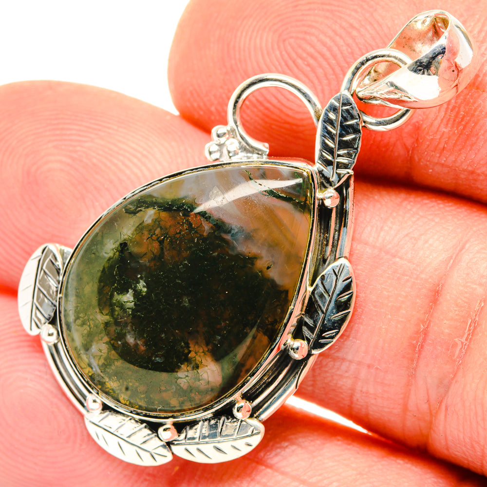 Green Moss Agate Pendants handcrafted by Anasilvercos - PD29895