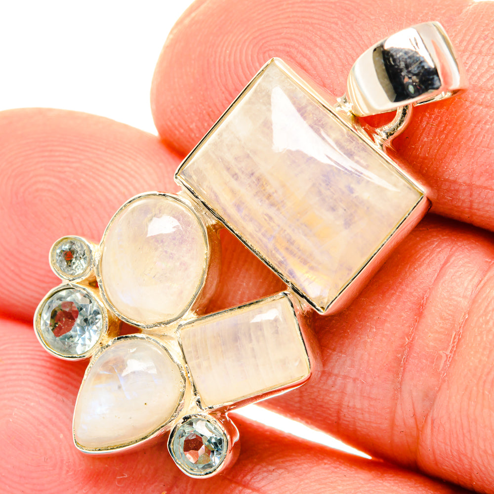 Rainbow Moonstone Pendants handcrafted by Anasilvercos - PD29911