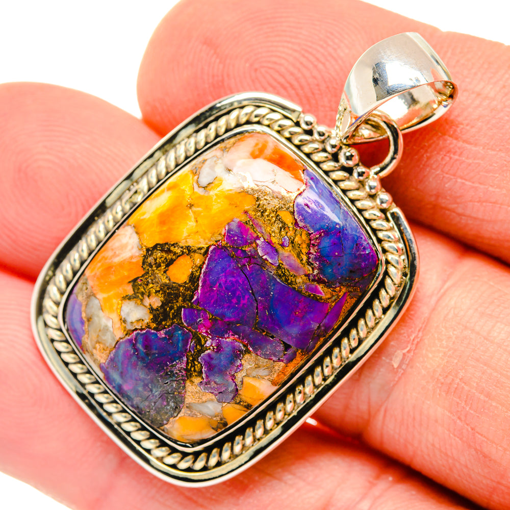 Purple Orange Copper Composite Turquoise Pendants handcrafted by Anasilvercos - PD29968