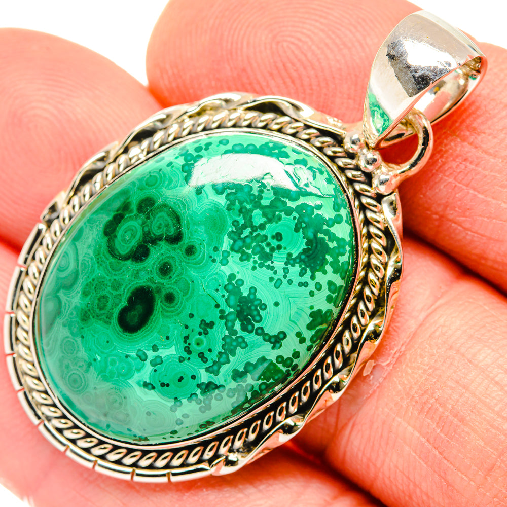 Malachite In Chrysocolla Pendants handcrafted by Anasilvercos - PD29994