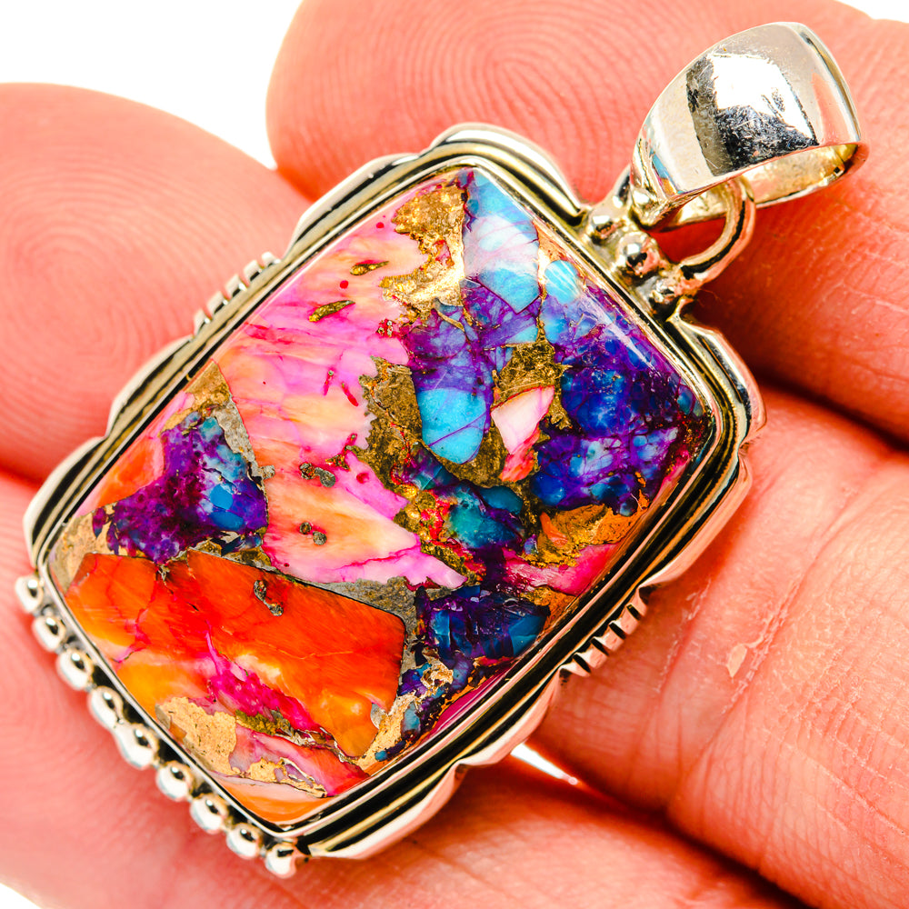 Kingman Pink Dahlia Turquoise Pendants handcrafted by Anasilvercos - PD30018