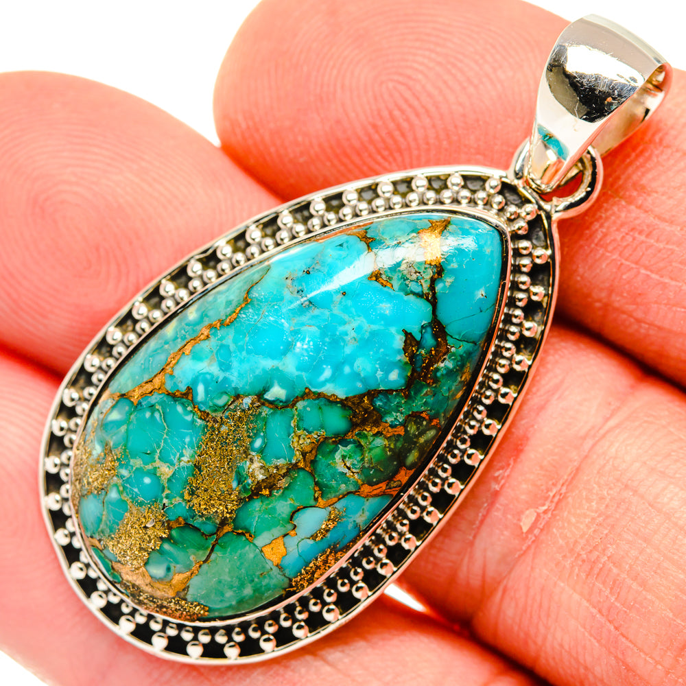Blue Copper Composite Turquoise Pendants handcrafted by Anasilvercos - PD30023