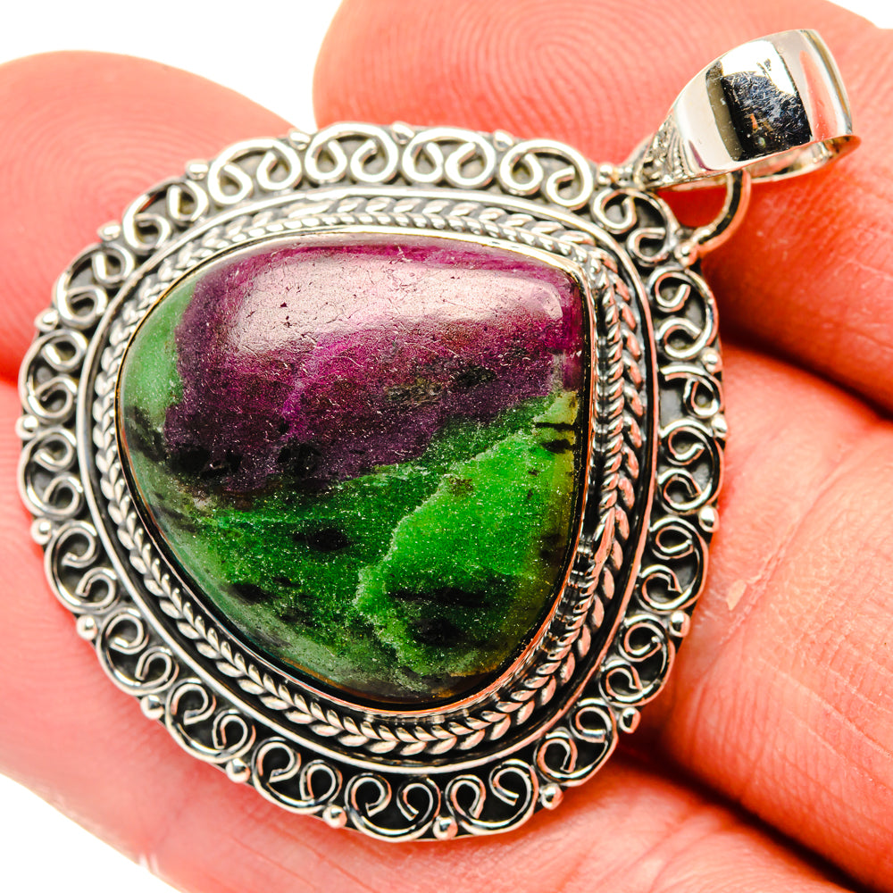 Ruby Zoisite Pendants handcrafted by Anasilvercos - PD30039