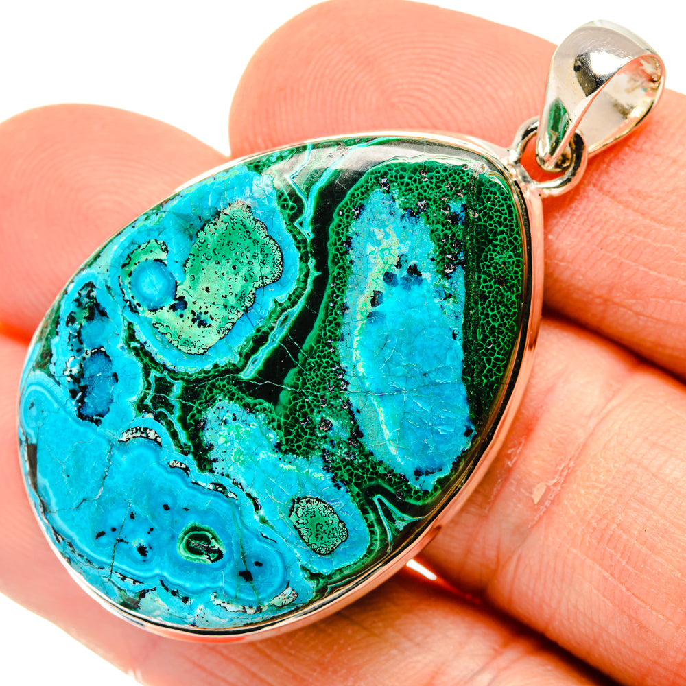 Malachite In Chrysocolla Pendants handcrafted by Anasilvercos - PD30040