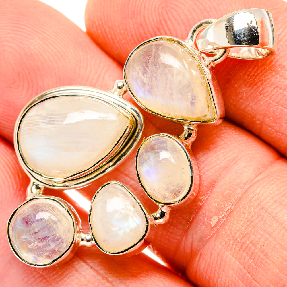 Rainbow Moonstone Pendants handcrafted by Anasilvercos - PD30084