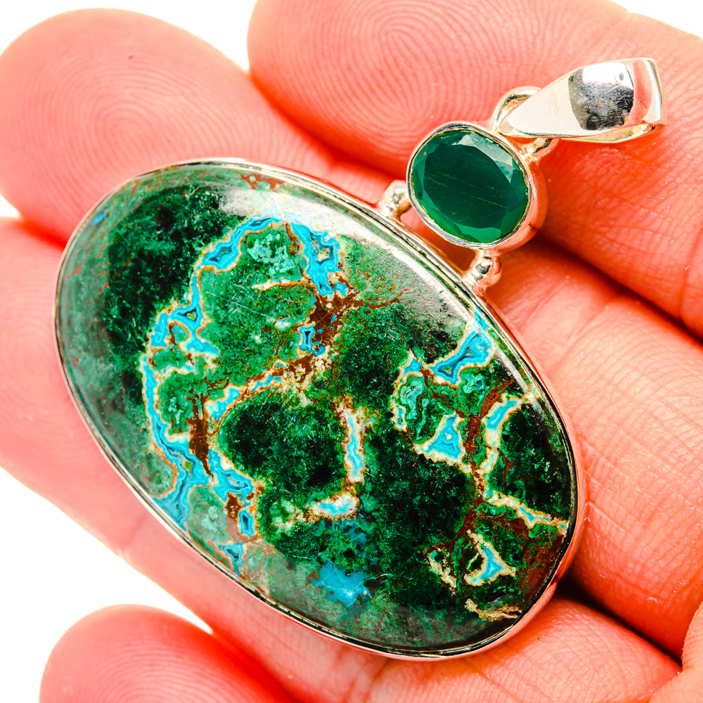 Malachite In Chrysocolla Pendants handcrafted by Anasilvercos - PD30090
