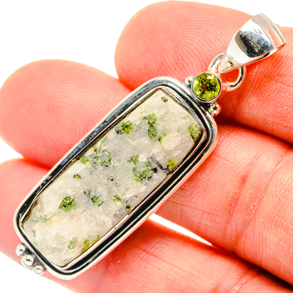 Green Tourmaline In Quartz Pendants handcrafted by Anasilvercos - PD30111
