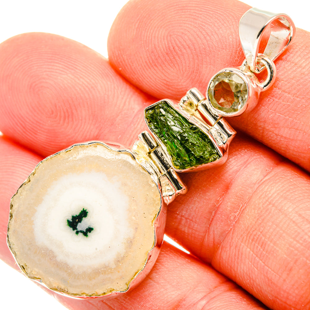 White Solar Quartz Pendants handcrafted by Anasilvercos - PD30136