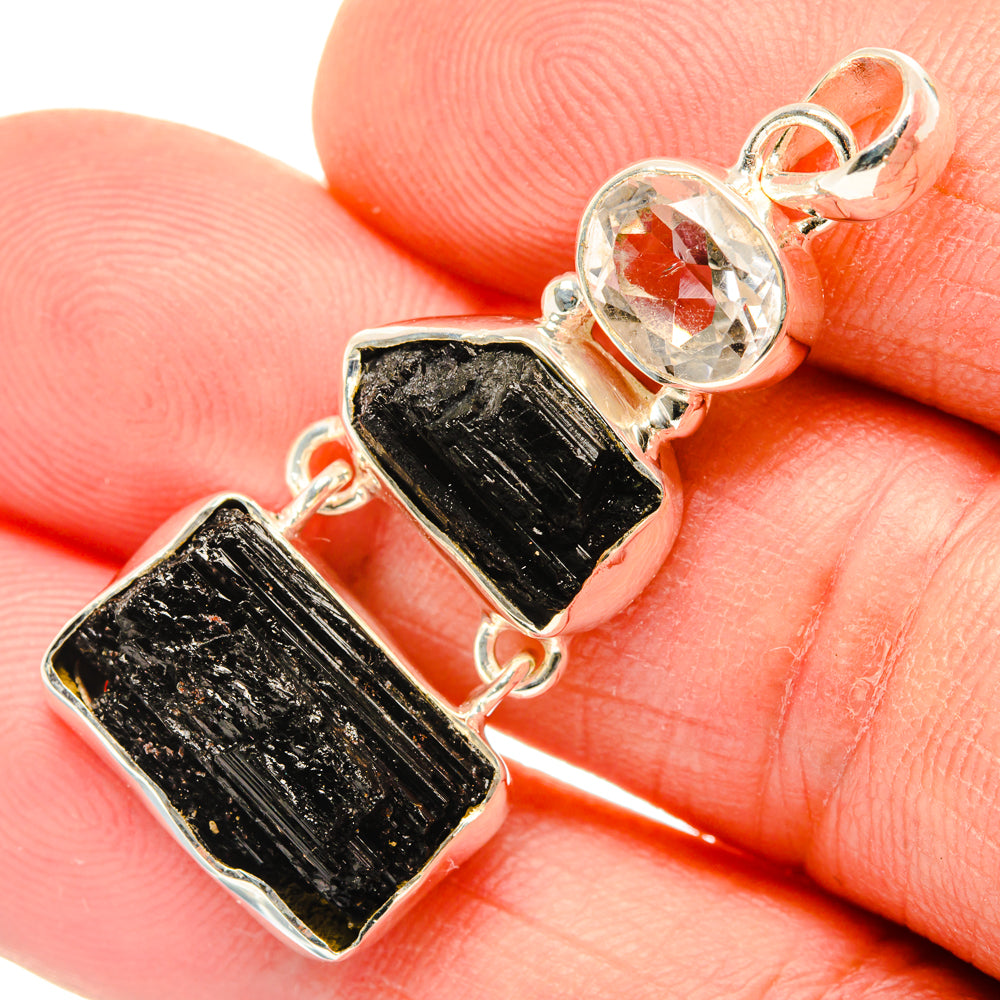 Black Tourmaline Pendants handcrafted by Anasilvercos - PD30158