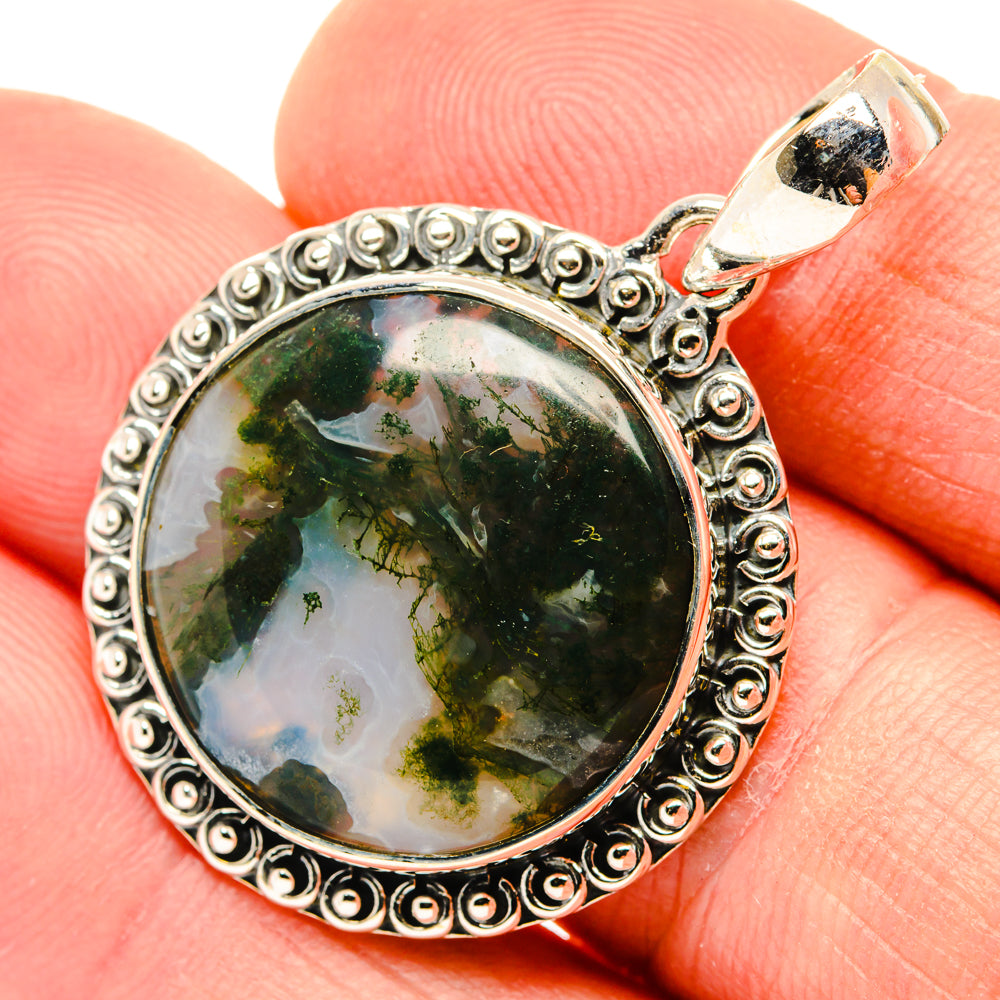 Green Moss Agate Pendants handcrafted by Anasilvercos - PD30228
