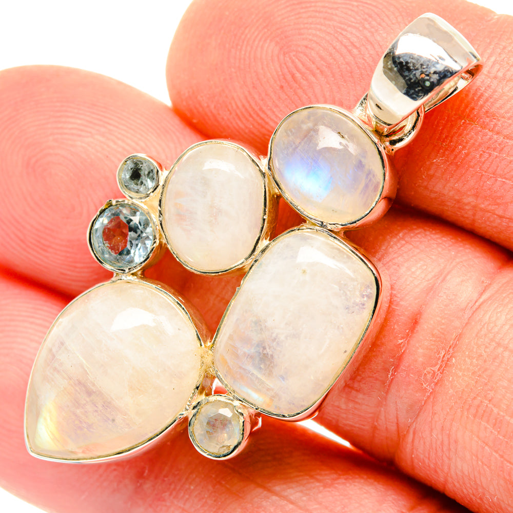Rainbow Moonstone Pendants handcrafted by Anasilvercos - PD30230