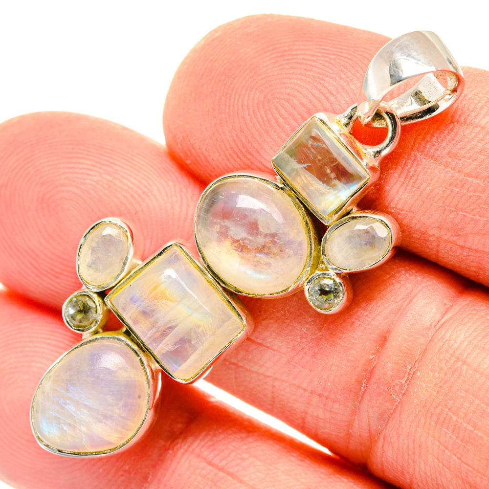 Rainbow Moonstone Pendants handcrafted by Anasilvercos - PD30233