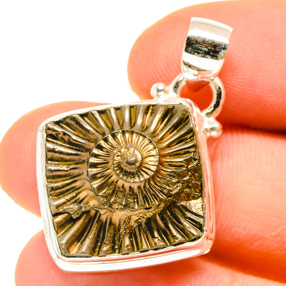Pyrite Fossil Pendants handcrafted by Anasilvercos - PD3026