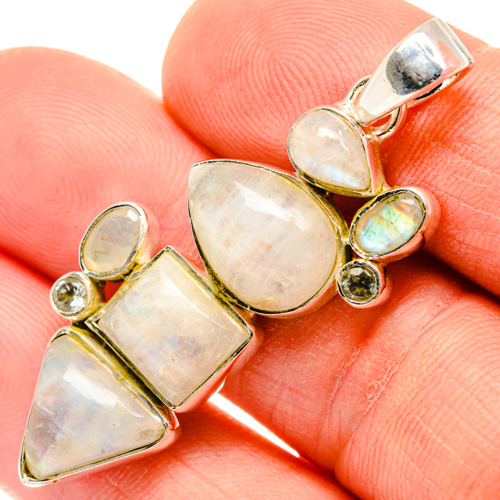Rainbow Moonstone Pendants handcrafted by Anasilvercos - PD30269