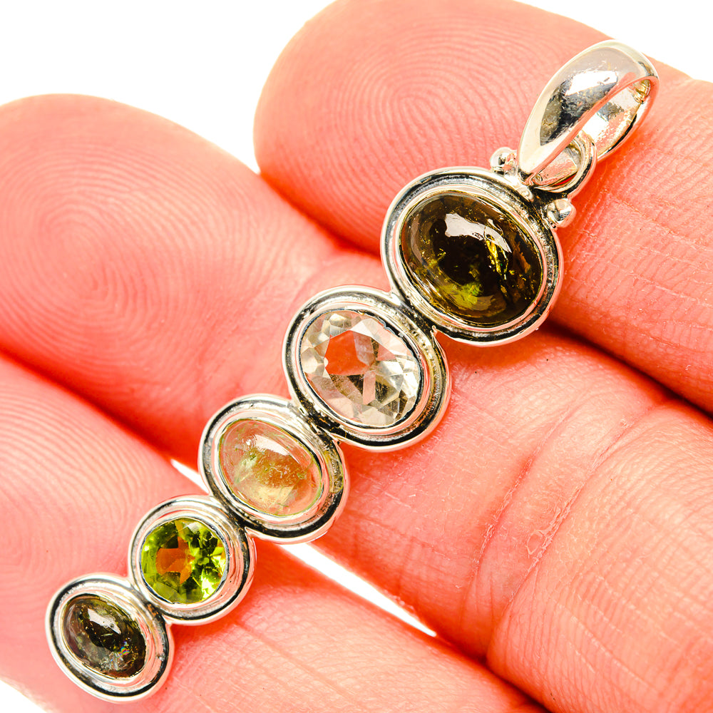 Green Tourmaline Pendants handcrafted by Anasilvercos - PD30329