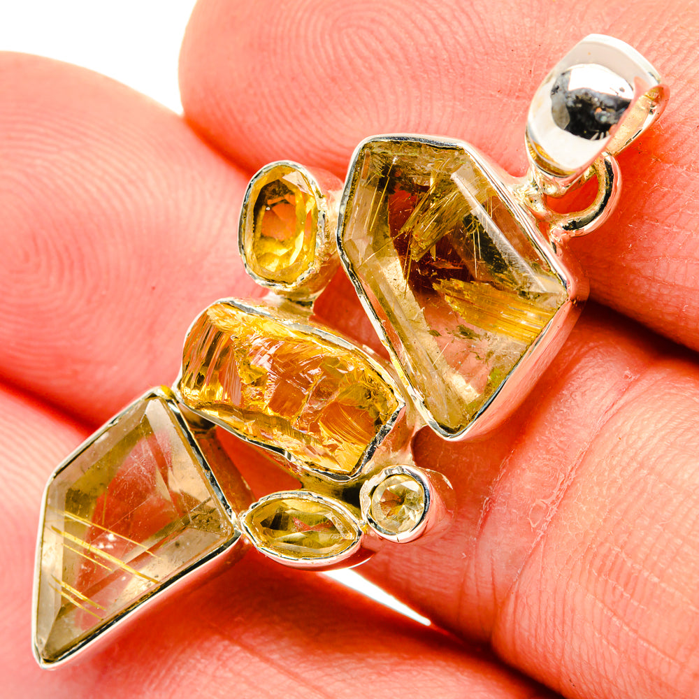 Rutilated Quartz Pendants handcrafted by Anasilvercos - PD30332
