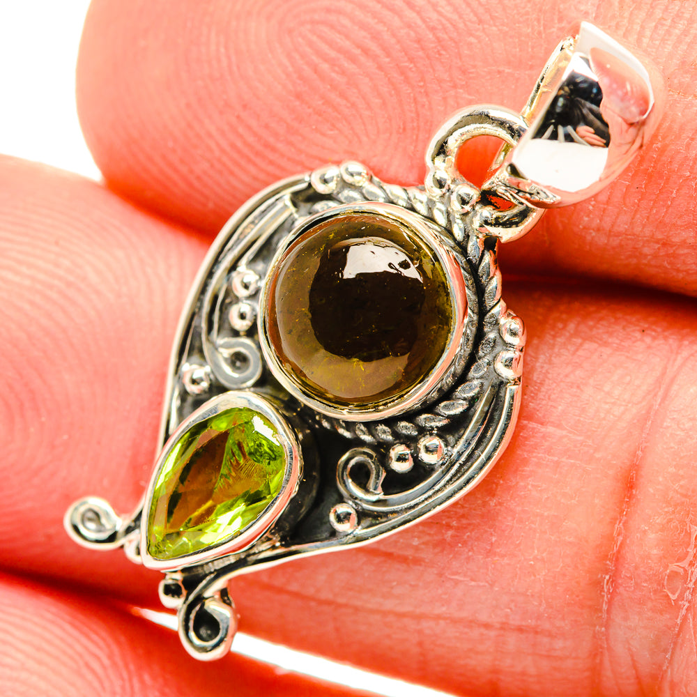 Green Tourmaline Pendants handcrafted by Anasilvercos - PD30340