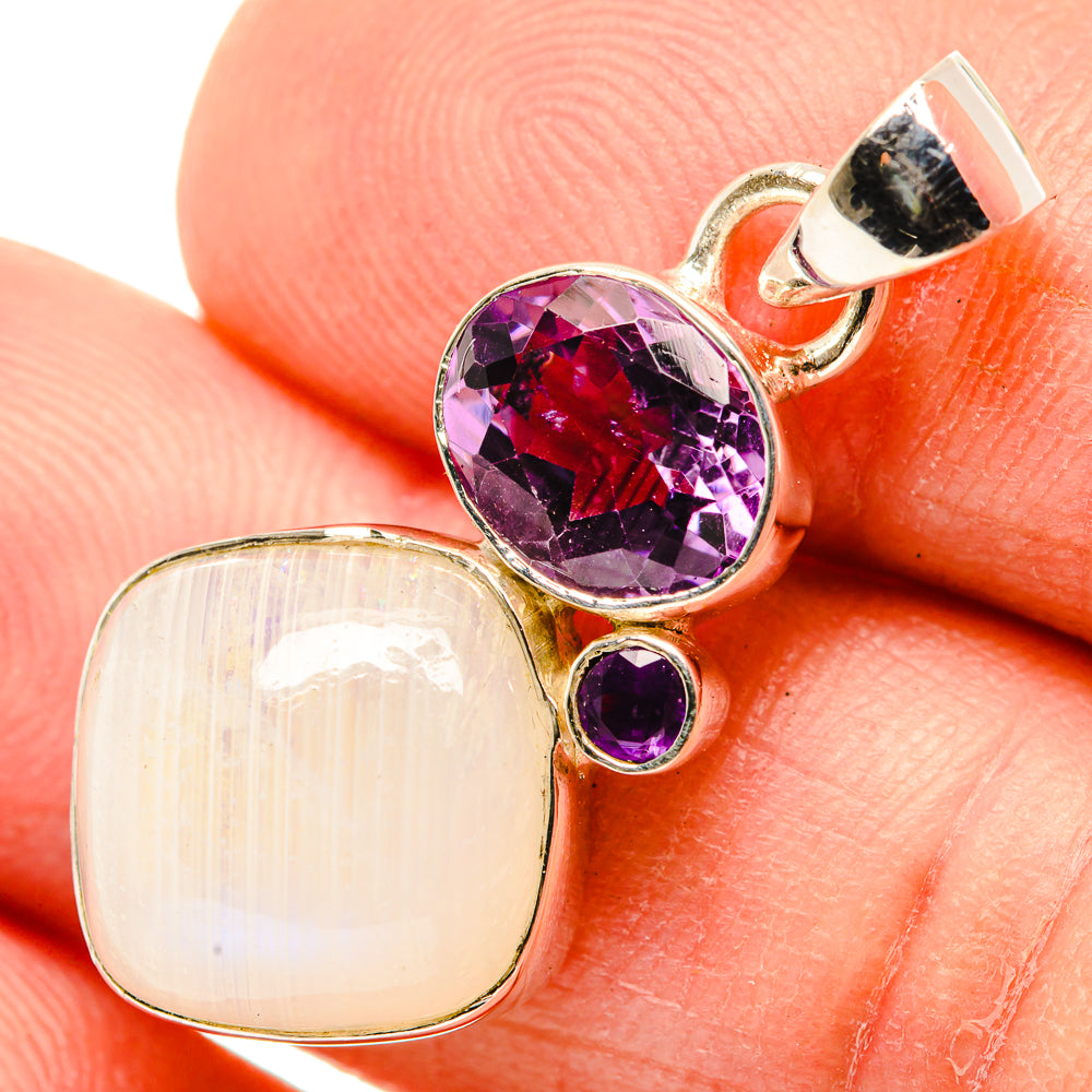 Rainbow Moonstone Pendants handcrafted by Anasilvercos - PD30343
