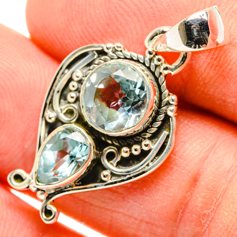 Blue Topaz Pendants handcrafted by Anasilvercos - PD30346