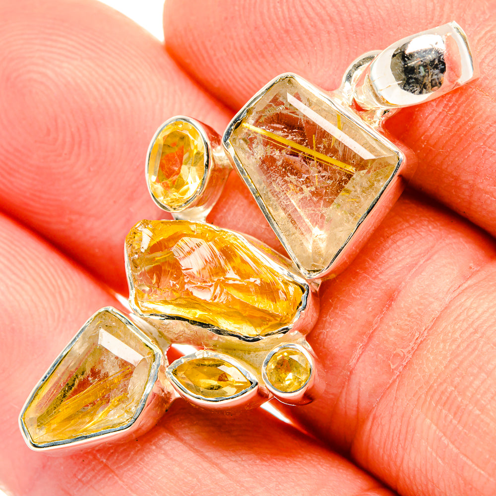 Rutilated Quartz Pendants handcrafted by Anasilvercos - PD30356