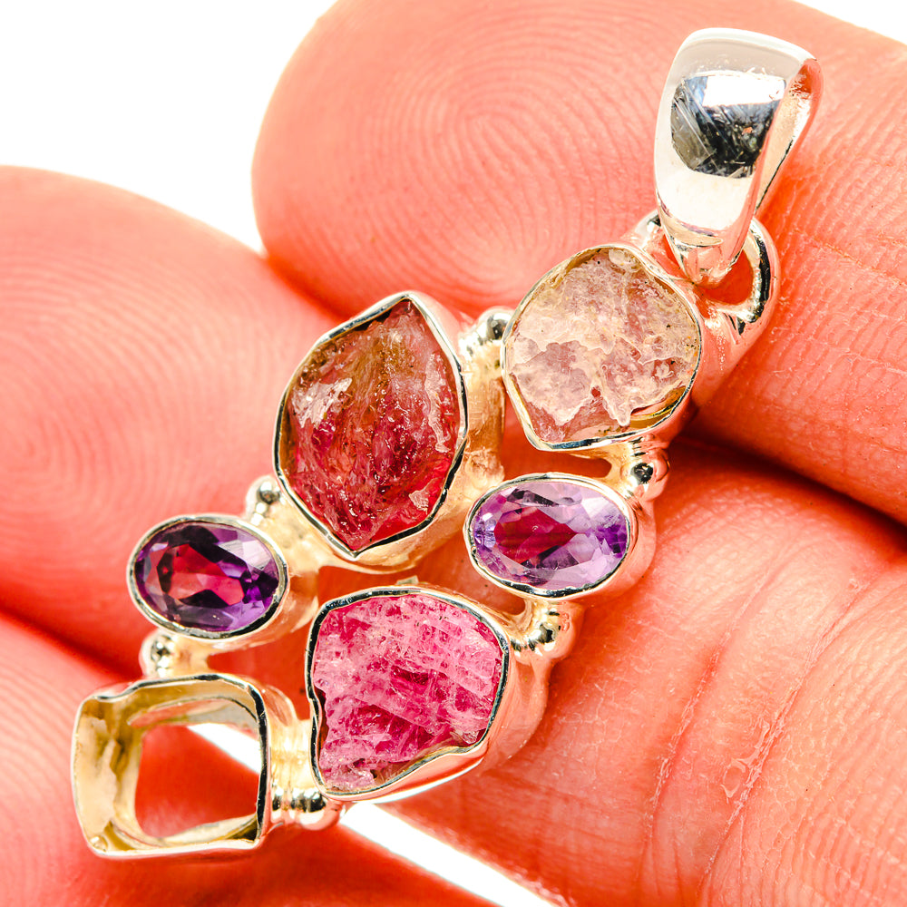 Pink Tourmaline Pendants handcrafted by Anasilvercos - PD30359
