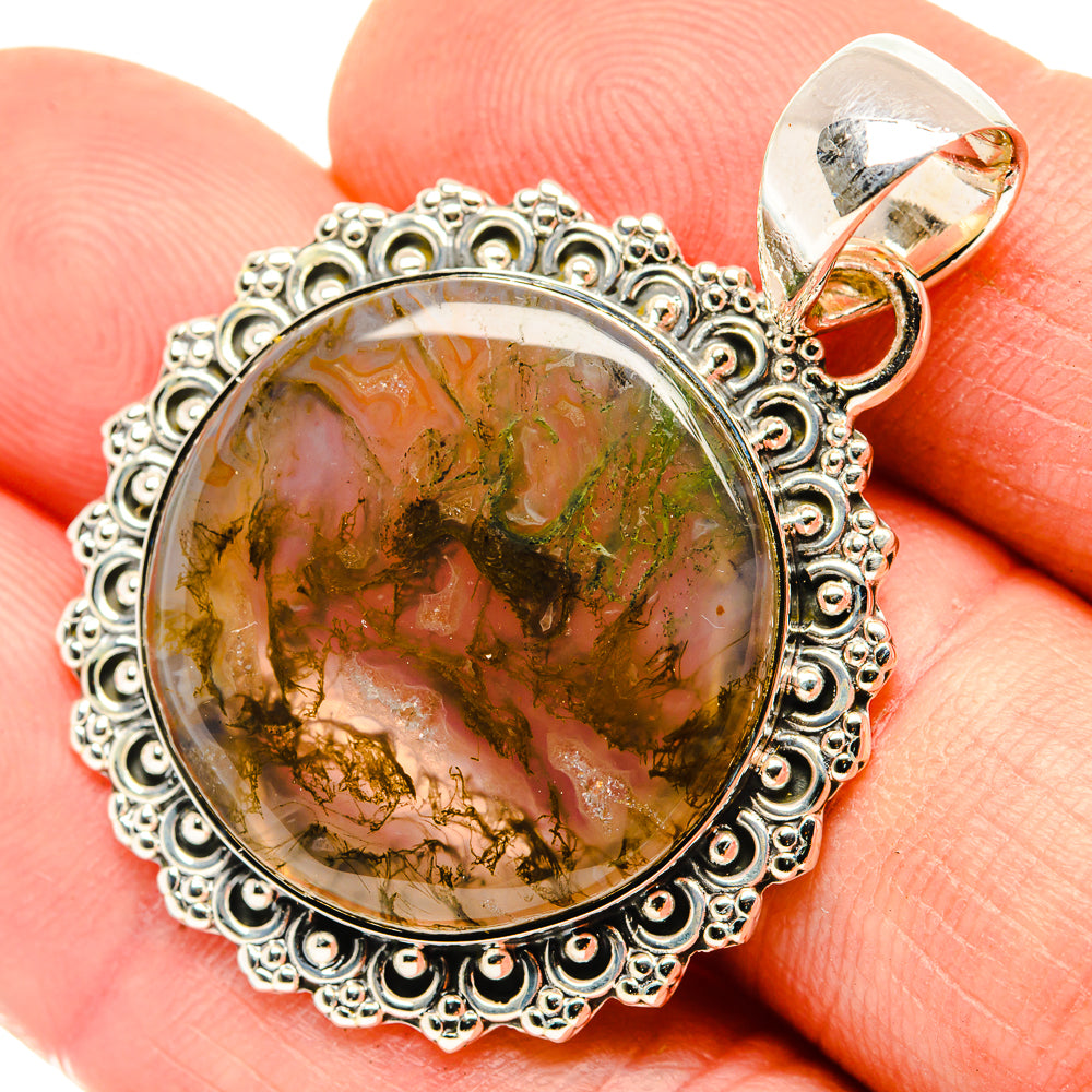 Green Moss Agate Pendants handcrafted by Anasilvercos - PD30369