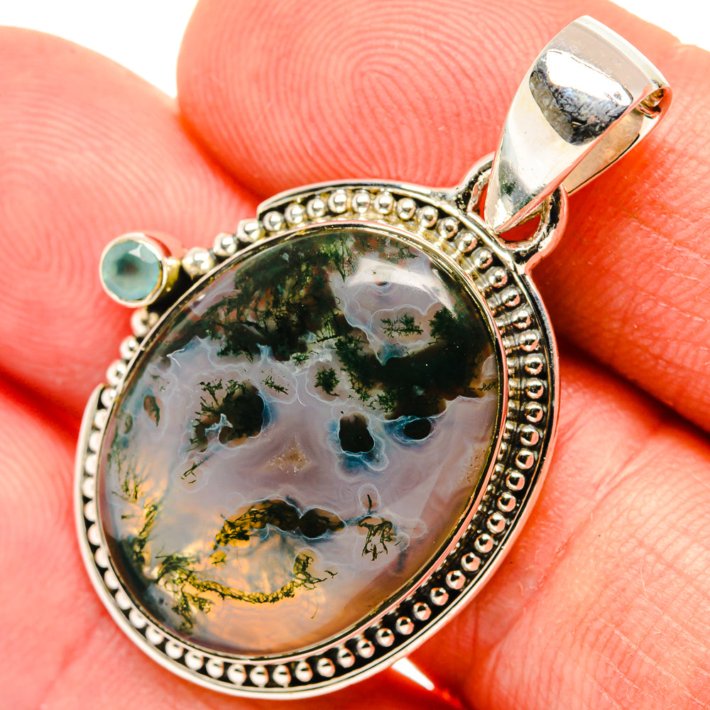 Green Moss Agate Pendants handcrafted by Anasilvercos - PD30375