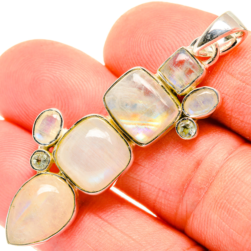 Rainbow Moonstone Pendants handcrafted by Anasilvercos - PD30385