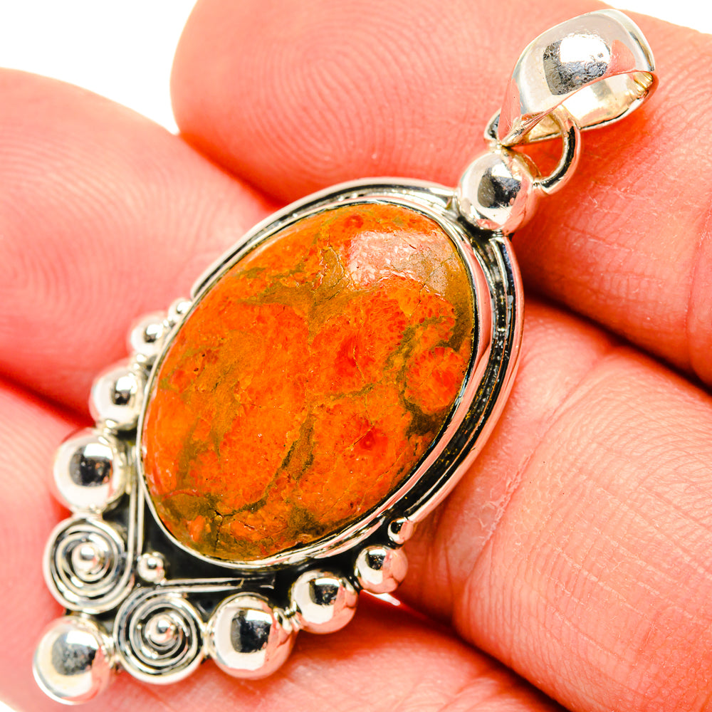 Orange Copper Composite Turquoise Pendants handcrafted by Anasilvercos - PD30397