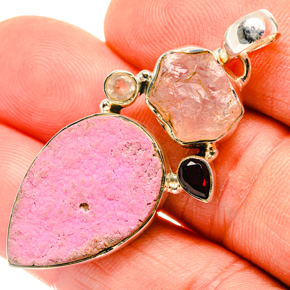 Cobalto Calcite Druzy Pendants handcrafted by Anasilvercos - PD30408