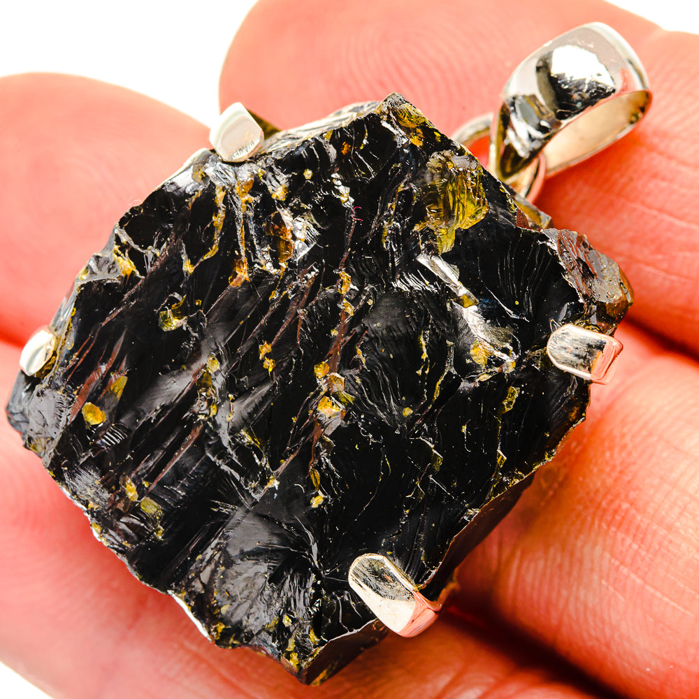 Pyrite In Black Onyx Pendants handcrafted by Anasilvercos - PD30426