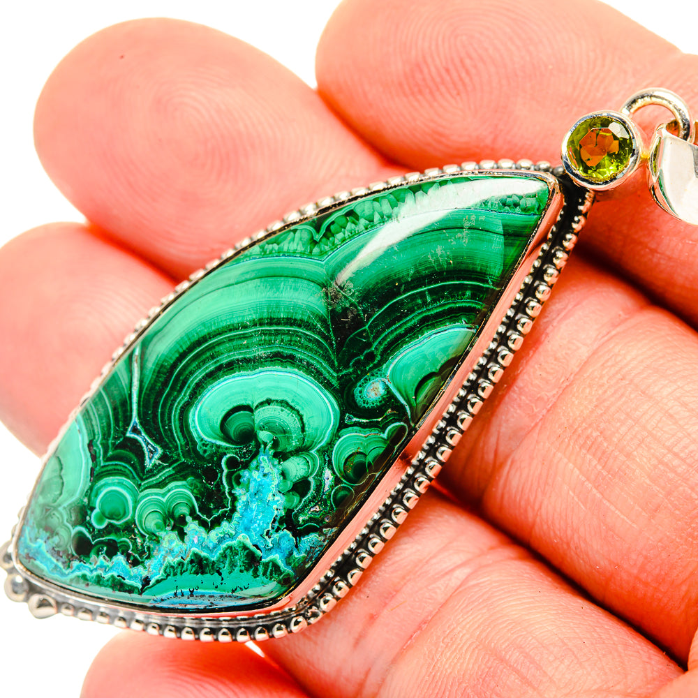 Malachite In Chrysocolla Pendants handcrafted by Anasilvercos - PD30429