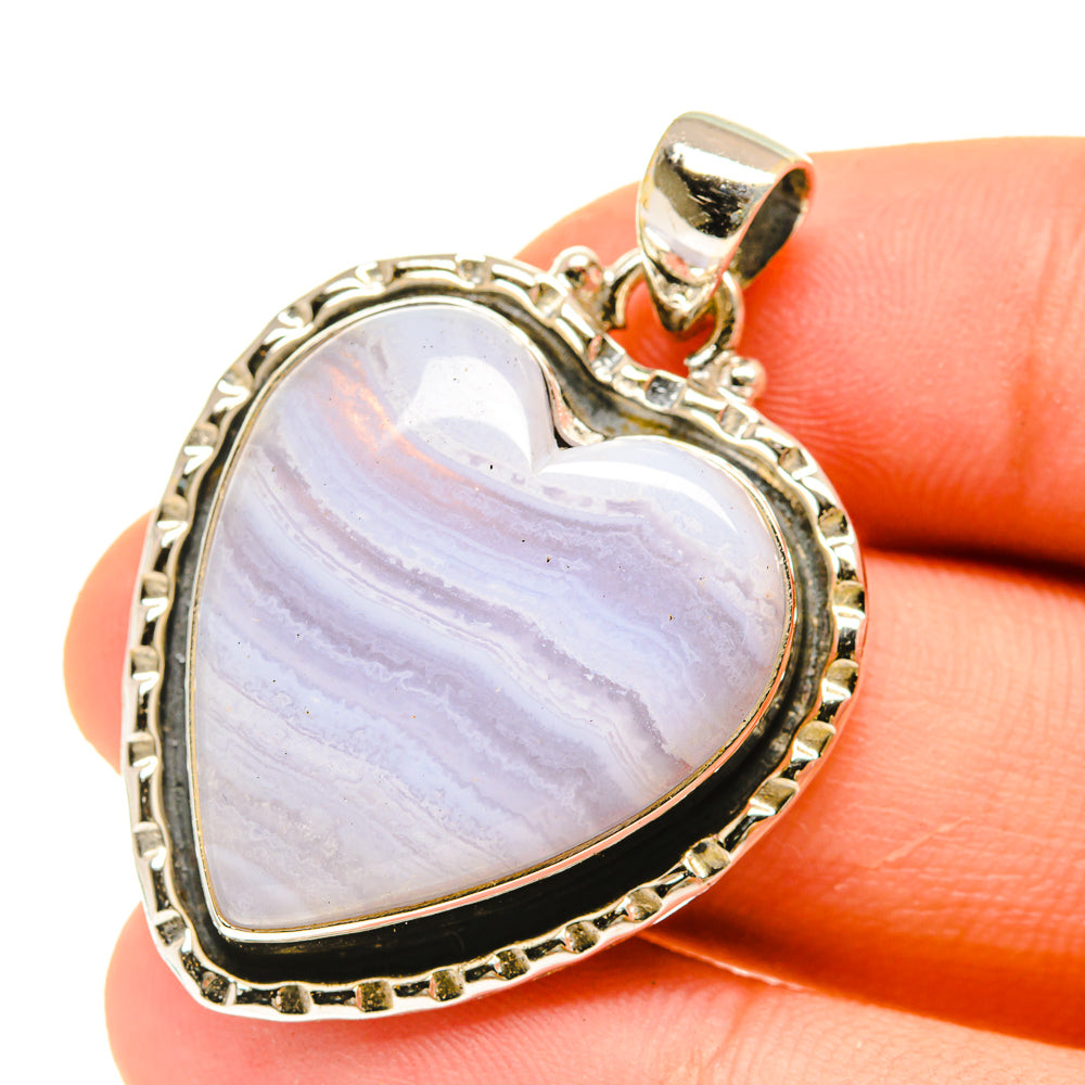 Blue Lace Agate Pendants handcrafted by Anasilvercos - PD3044