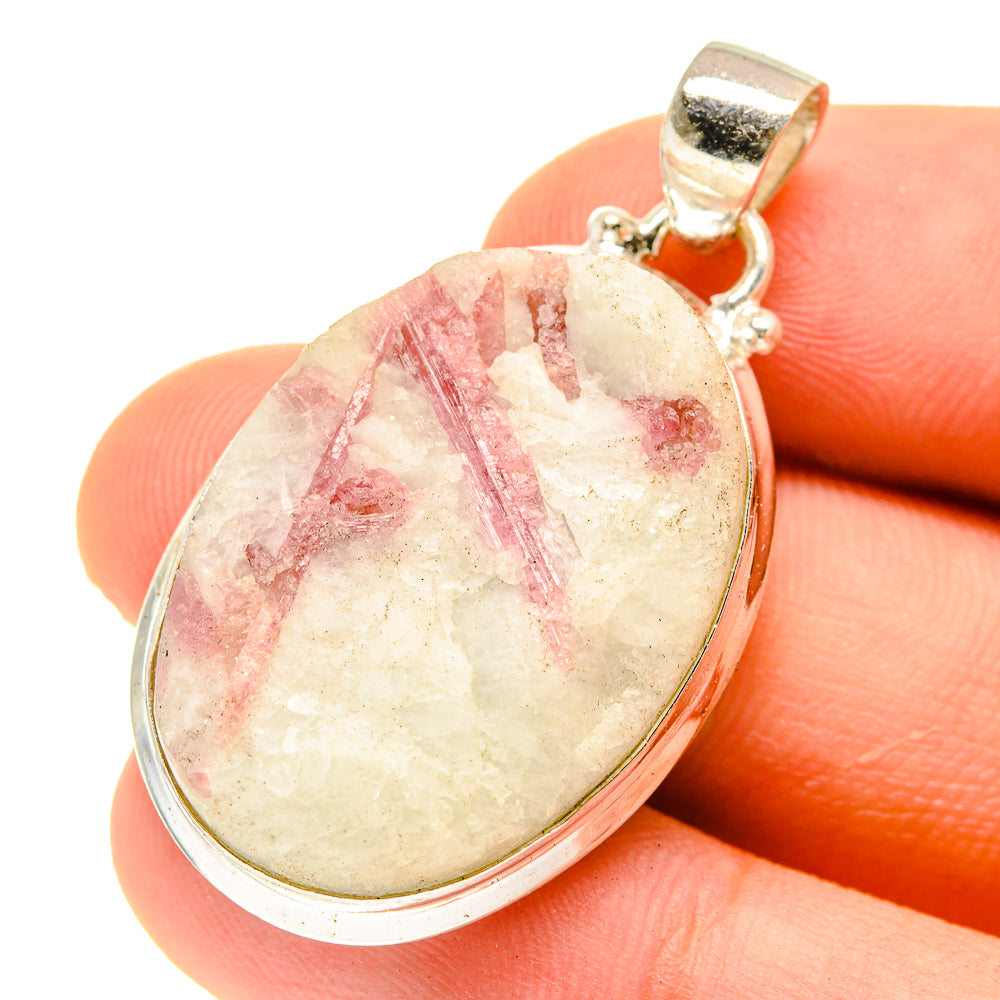 Pink Tourmaline In Quartz Pendants handcrafted by Anasilvercos - PD3047