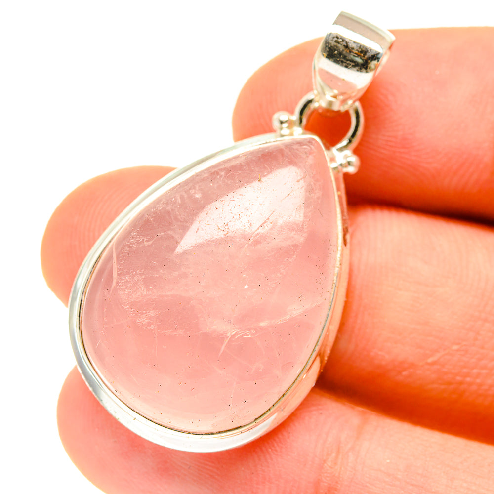 Rose Quartz Pendants handcrafted by Anasilvercos - PD3048