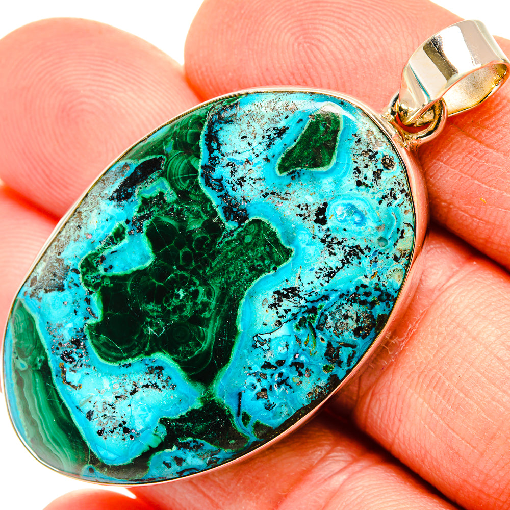 Malachite In Chrysocolla Pendants handcrafted by Anasilvercos - PD30489