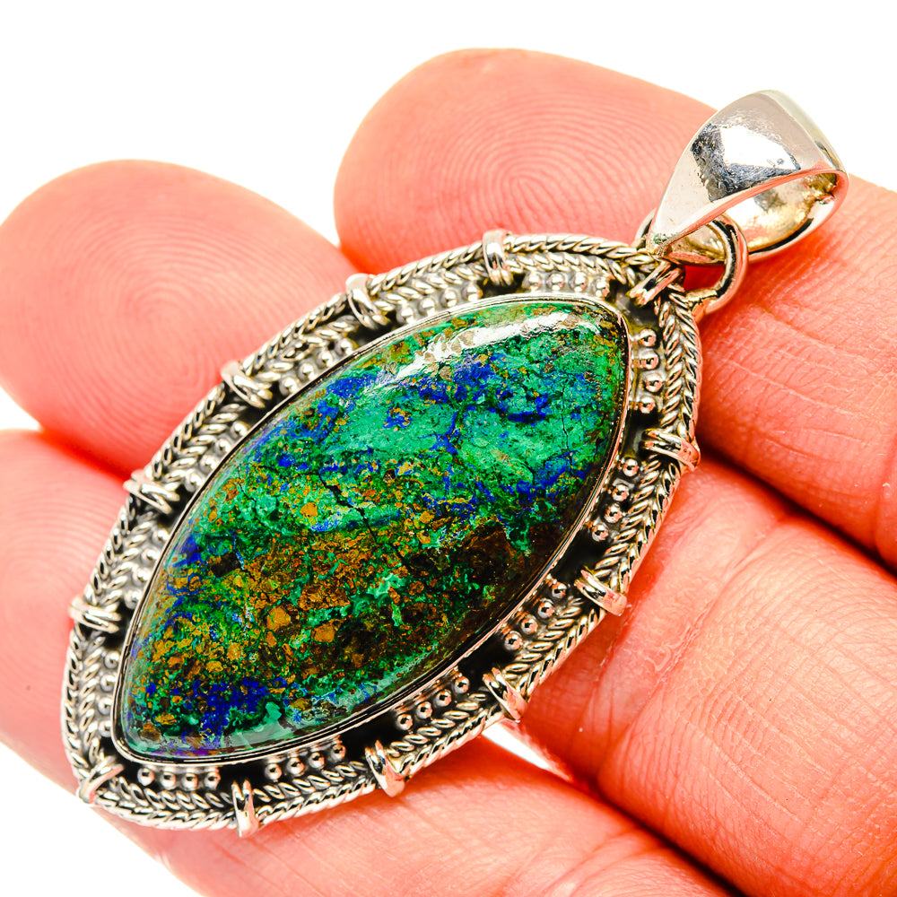 Azurite In Malachite Pendants handcrafted by Anasilvercos - PD30548