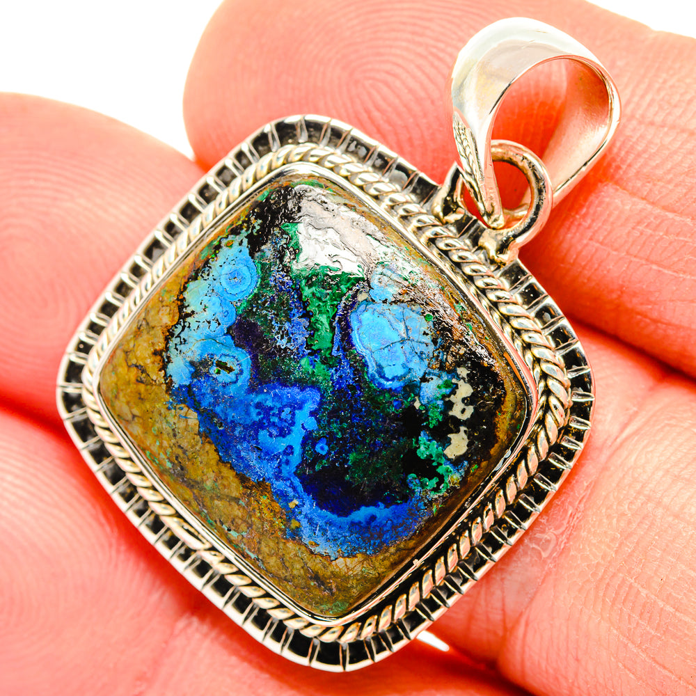 Azurite In Malachite Pendants handcrafted by Anasilvercos - PD30560