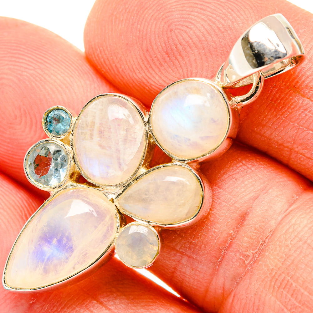 Rainbow Moonstone Pendants handcrafted by Anasilvercos - PD30577