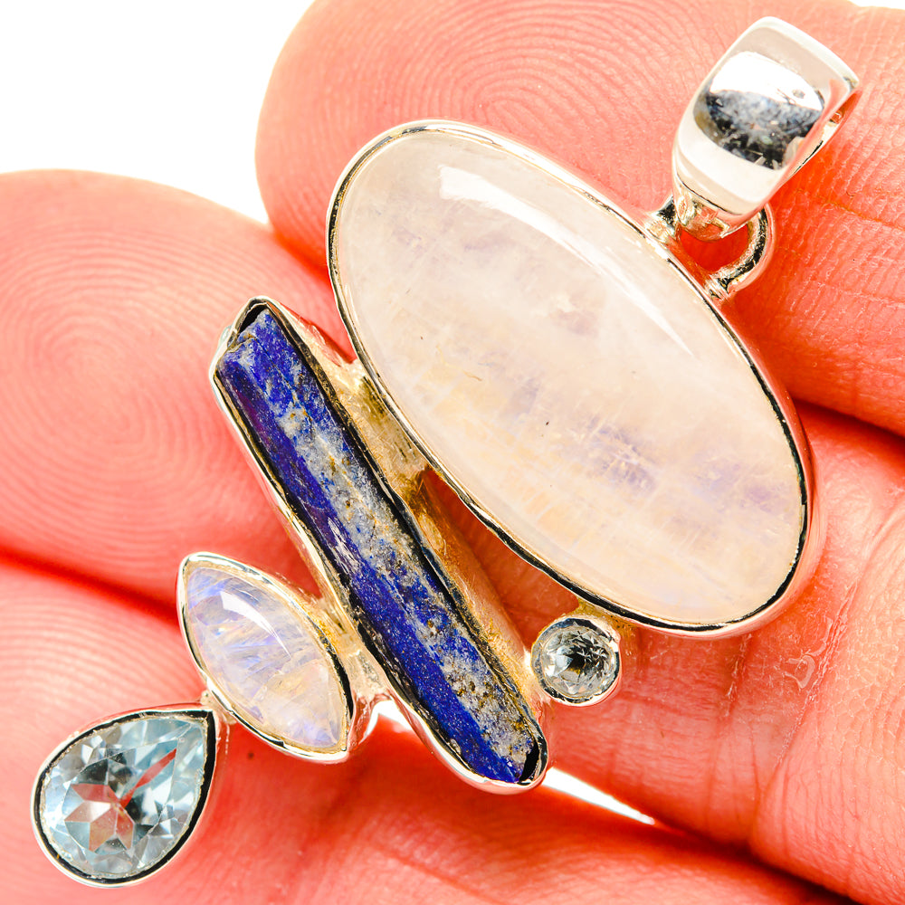 Rainbow Moonstone Pendants handcrafted by Anasilvercos - PD30581