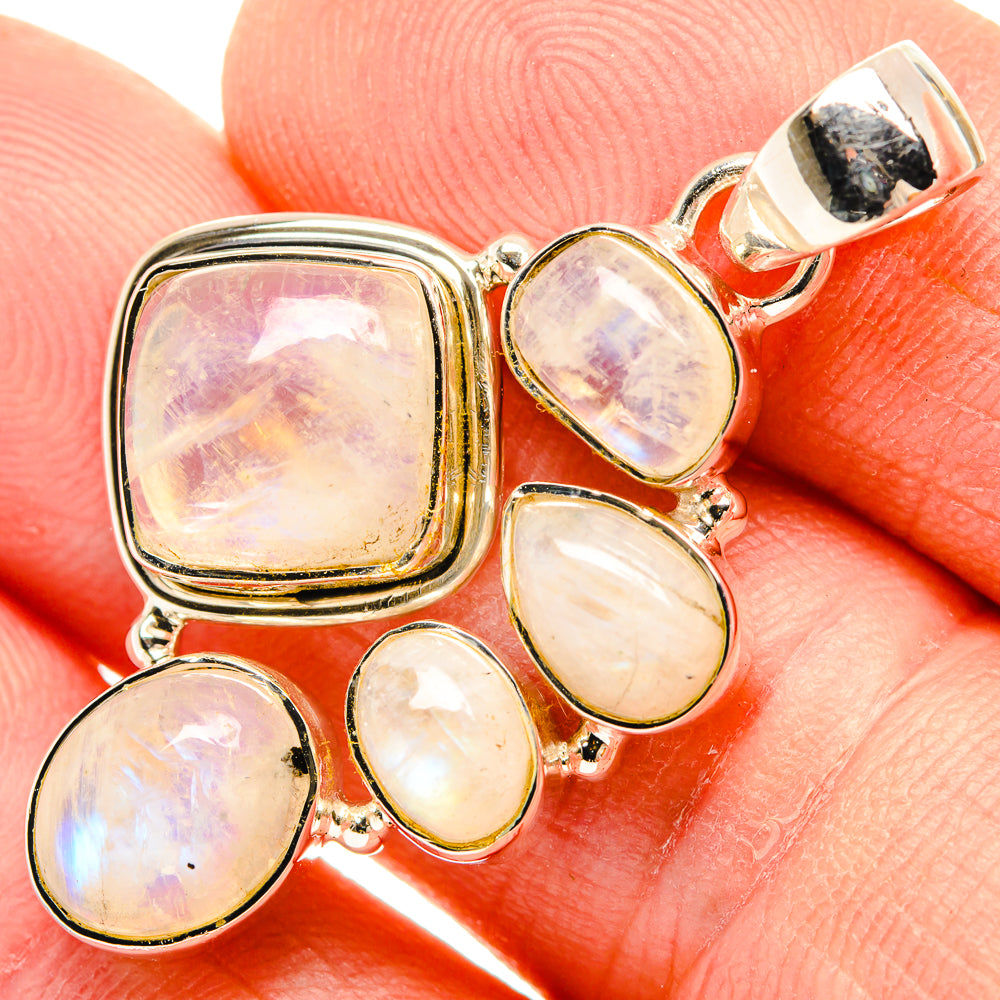 Rainbow Moonstone Pendants handcrafted by Anasilvercos - PD30584