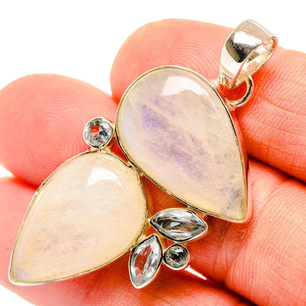 Rainbow Moonstone Pendants handcrafted by Anasilvercos - PD30587